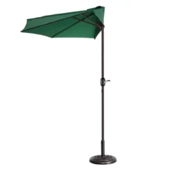 Half Round Patio Umbrella With Easy Crank – Compact 9ft Semicircle Outdoor Shade Canopy For Balcony, Porch, Or Deck By Nature Spring (Forest Green) -Garden Promotional Store GUEST c8620fa0 6b60 4ba6 8455 52b51eb48d61