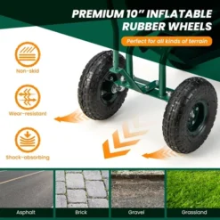 Costway Rolling Garden Cart Outdoor Gardening Workseat With Adjustable Height &Tool Storage -Garden Promotional Store GUEST c86dc38b 1e50 4005 93be b054c5110348