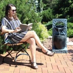 Sunnydaze Decor Sunnydaze Peaceful Rain Electric Outdoor Water Fountain - 31.75" H - Gray And Black -Garden Promotional Store GUEST c9305d57 1a69 4d5c 9d5a 5b95f41dafa7