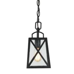 11" Metal/Seeded Glass Square Outdoor Pendant Light Black - LNC -Garden Promotional Store GUEST c939635b 6a26 4508 957a 1aeb7059702c
