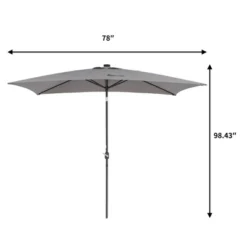 10' X 6.5' Solar LED Patio Umbrella With Tilt And Crank Lift Gray - Wellfor 24 10' X 6.5' Solar LED Patio Umbrella With Tilt And Crank Lift Gray - Wellfor -Garden Promotional Store GUEST c961c131 c040 45ca 868a 8cfac8e086a4