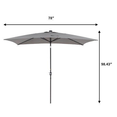 10' X 6.5' Solar LED Patio Umbrella With Tilt And Crank Lift Gray - Wellfor 13 10' X 6.5' Solar LED Patio Umbrella With Tilt And Crank Lift Gray - Wellfor - Image 11