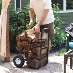 Sunnydaze Decor Sunnydaze Outdoor Firewood Log Rack Cart Carrier With Heavy-Duty Weather-Resistant Polyester Cover - Black -Garden Promotional Store GUEST c9b0c975 ba35 4f02 9c42 2943259e03eb