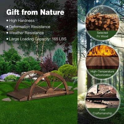 Costway 3.3FT Garden Bridge Classic Arc Wooden Bridge Decorative Garden Landscape 10 Costway 3.3FT Garden Bridge Classic Arc Wooden Bridge Decorative Garden Landscape - Image 8