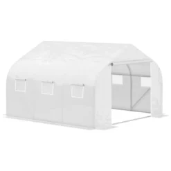Outsunny 11.5' X 9.8' X 6.5' Outdoor Walk-In Tunnel Greenhouse Hot House With Roll-up Windows, Zippered Door, PE Cover, White -Garden Promotional Store GUEST ca9f4144 5014 46bf 90c2 34330dd6ce3e