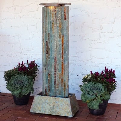 Sunnydaze Decor Sunnydaze 49"H Electric Natural Slate Tower Column Indoor/Outdoor Water Fountain With LED Light 3 Sunnydaze Decor Sunnydaze 49"H Electric Natural Slate Tower Column Indoor/Outdoor Water Fountain With LED Light
