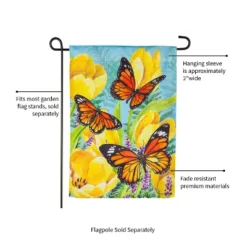 Evergreen Tulip And Butterfly Garden Suede Flag 12.5 X 18 Inches Indoor Outdoor Decor