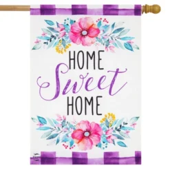 Floral Home Sweet Home Spring Burlap House Flag 28" X 40" Briarwood Lane