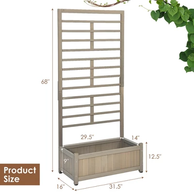 Costway 2PC 68in Wood Planter Box W/Trellis Raised Garden Bed For Climbing Plant 5 Costway 2PC 68in Wood Planter Box W/Trellis Raised Garden Bed For Climbing Plant - Image 3