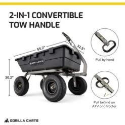 Gorilla Carts 1500 Pound Capacity Heavy Duty Poly Yard Garden Steel Dump Utility Wheelbarrow Wagon Cart With 2 In 1 Towing ATV Handle, Black 7 Gorilla Carts 1500 Pound Capacity Heavy Duty Poly Yard Garden Steel Dump Utility Wheelbarrow Wagon Cart With 2 In 1 Towing ATV Handle, Black -Garden Promotional Store GUEST cd041214 7287 4a2b b87f a8f647a2b968