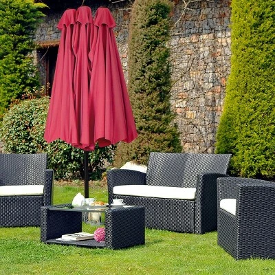 Tangkula 15 Ft Outdoor Patio Umbrella Double-Sided Shade Offset Wine Red 4 Tangkula 15 Ft Outdoor Patio Umbrella Double-Sided Shade Offset Wine Red - Image 2