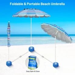 Tangkula 8 FT Patio Beach Umbrella Sun Shelter W/Sand Anchor & Tilt Air Vent For Garden Beach Backyard -Garden Promotional Store GUEST cd88612a d5a2 4c40 80ca 6c3f0075fc30