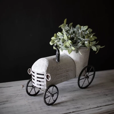 Tractor White Metal Planter - Foreside Home & Garden 8 Tractor White Metal Planter - Foreside Home & Garden - Image 6