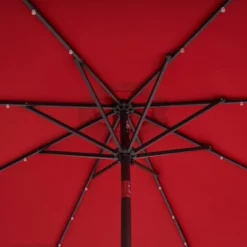 9' X 9' Solar LED Patio Umbrella With Tilt Adjustment And Crank Lift Red - Wellfor -Garden Promotional Store GUEST d03ca270 ba24 4139 9ef1 53ee47809d99