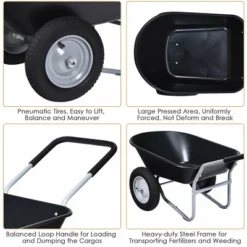 Costway 2 Tire Wheelbarrow Cart Heavy-duty Dolly Utility Cart Black -Garden Promotional Store GUEST d121381c 09a3 4e76 b627 5150002fb85b