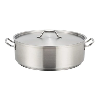 Winco SSLB-25, 25-Quart Stainless Steel Brazier Pan With Lid, Cooking Pan With Cover 3 Winco SSLB-25, 25-Quart Stainless Steel Brazier Pan With Lid, Cooking Pan With Cover
