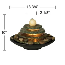 John Timberland Pyramid Rustic Zen 4 Tier Pyramid Indoor Tabletop Water Fountain With Light 10" For Table Office Desk Bedroom Living Room Relaxation -Garden Promotional Store GUEST d26342a4 9f14 41f4 a6f8 4fcb827294ef