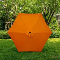 9' X 9' Aluminum Market Patio Umbrella With Crank Lift And Push Button Tilt Tuscan - Astella -Garden Promotional Store GUEST d2d8f793 5c61 4b4a b558 e2c64c346532