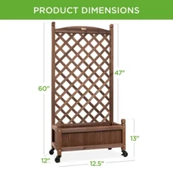 Best Choice Products 60in Mobile Wood Planter Box & Diamond Lattice Trellis, W/ Drainage Holes, Optional Wheels - Walnut 13 Best Choice Products 60in Mobile Wood Planter Box & Diamond Lattice Trellis, W/ Drainage Holes, Optional Wheels - Walnut -Garden Promotional Store GUEST d312c011 ef9a 42dd aec2 e05c80bb552d
