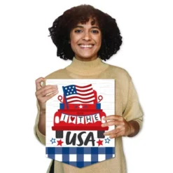 Big Dot Of Happiness Patriotic Truck - Outdoor Home Decorations - Double-Sided Red Vintage Pickupá Garden Flag - 12 X 15.25 Inches -Garden Promotional Store GUEST d42190e6 da9c 49ab a8b3 3d930b199402