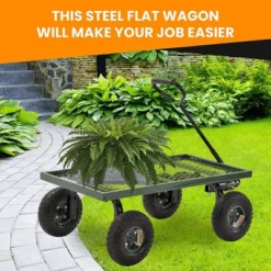 Juggernaut Carts GW3820-GR Heavy Duty Steel Frame 1000 Pound Load Capacity Outdoor Utility Garden Wagon With Pneumatic Tires, Green Finish -Garden Promotional Store GUEST d5b31d2a ec07 4804 a916 015ff91a3474