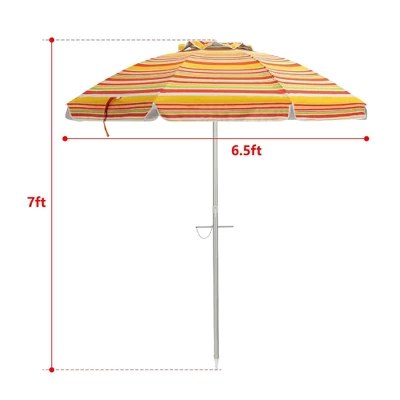 6.5' X 6.5' Portable Sunshade Beach Umbrellas With Tilt Aluminum Pole And Carrying Bag - Wellfor 10 6.5' X 6.5' Portable Sunshade Beach Umbrellas With Tilt Aluminum Pole And Carrying Bag - Wellfor - Image 8
