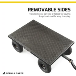 Gorilla Cart GOR1200-COM 9 Cubic Feet 1200 Pound Capacity Heavy Duty Durable Steel Utility Wagon Cart W/ 2 In 1 Towing Handle & Removable Sides, Black -Garden Promotional Store GUEST d6afd00a 1cb7 4649 bdad 50d740ab6ab0