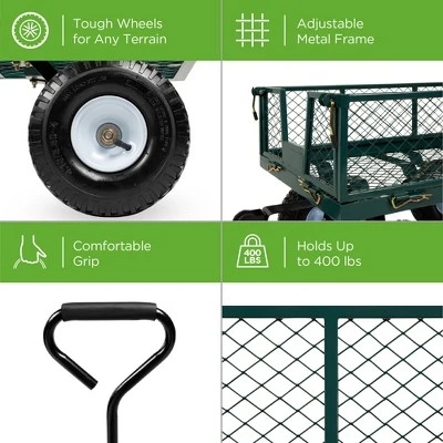 Best Choice Products Heavy-Duty Steel Garden Wagon Lawn Utility Cart W/ 400lb Capacity, Removable Sides, Handle 4 Best Choice Products Heavy-Duty Steel Garden Wagon Lawn Utility Cart W/ 400lb Capacity, Removable Sides, Handle - Image 2