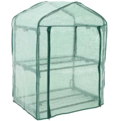 Sunnydaze Decor Sunnydaze Outdoor Portable Growing Rack 2-Tier Greenhouse With Roll-Up Door - 2 Shelves - Green -Garden Promotional Store GUEST d7f504ec 9fd7 404e a50f 82e7d9a92451