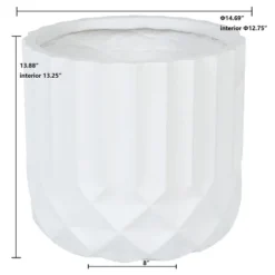 LuxenHome 14.7 In. Round Modern White MgO Planter -Garden Promotional Store GUEST d90ce4f4 79f3 4d11 8648 468166a5b26e
