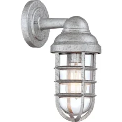 John Timberland Marlowe Industrial Outdoor Wall Lights Set Of 2 Galvanized Steel Cage Frame 13 1/4" Clear Glass For Post Exterior Barn Deck House Yard -Garden Promotional Store GUEST d940c33e a069 46ee 82eb 56c19bd5f3eb
