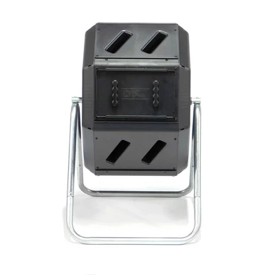 FCMP Outdoor Lawn & Garden 22.5 Gallon Plastic Tumbling Composter Rotating Yard Waste Bin With Aeration Holes, Black 6 FCMP Outdoor Lawn & Garden 22.5 Gallon Plastic Tumbling Composter Rotating Yard Waste Bin With Aeration Holes, Black - Image 4