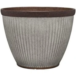 Southern Patio 20.5 Inch Rustic Resin Indoor Outdoor Planter Urn With 16 Inch Square Rustic Box Flower Pot For Flowers, Herbs, And Flowers