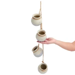 Farmlyn Creek 4 Piece Small Ceramic Window Hanging Planters For Fence, 4 Inch Pots For Succulents, Indoor, Outdoor Flowers -Garden Promotional Store GUEST db60b9e2 df19 463b bdd0 2b410d5a9d86