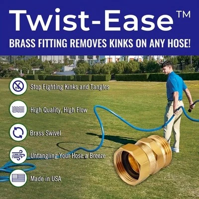 Underhill Garden Hose Nozzle Remover Twist-Ease Kink Eliminator For Kinks, Twist, Tangles, And Cramping W/ Built-In Swivel, 3/4" Attachment (2 Pack) 4 Underhill Garden Hose Nozzle Remover Twist-Ease Kink Eliminator For Kinks, Twist, Tangles, And Cramping W/ Built-In Swivel, 3/4" Attachment (2 Pack) - Image 2