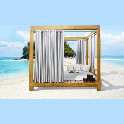 Commonwealth Seascapes Stripes Light Filtering Satiny Look Provide Privacy Grommet Outdoor Panel Pair Alloy Grey 6 Commonwealth Seascapes Stripes Light Filtering Satiny Look Provide Privacy Grommet Outdoor Panel Pair Alloy Grey - Image 4