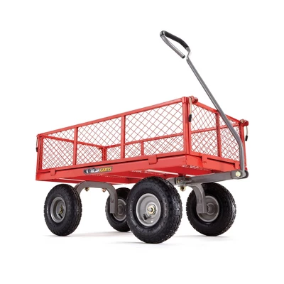 Gorilla Cart 800lbs. Capacity Heavy Duty Durable Steel Mesh Flatbed Garden Utility Wagon - Red 3 Gorilla Cart 800lbs. Capacity Heavy Duty Durable Steel Mesh Flatbed Garden Utility Wagon - Red