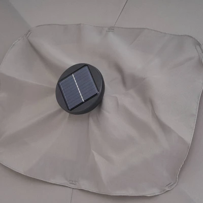 10' X 6.5' Solar LED Patio Umbrella With Tilt And Crank Lift Gray - Wellfor 4 10' X 6.5' Solar LED Patio Umbrella With Tilt And Crank Lift Gray - Wellfor - Image 2