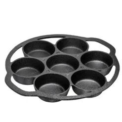 Bruntmor Cast Iron 7-Cup Biscuit Pan Non Stick - Black