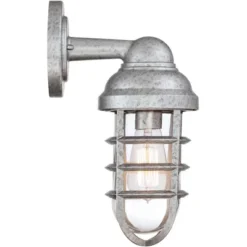 John Timberland Marlowe Industrial Outdoor Wall Lights Set Of 2 Galvanized Steel Cage Frame 13 1/4" Clear Glass For Post Exterior Barn Deck House Yard -Garden Promotional Store GUEST ddcdeb41 0dfd 4e17 a89d f78ec6cb9a70