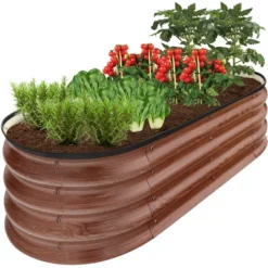 Best Choice Products 4x2x1ft Outdoor Raised Metal Oval Garden Bed, Planter Box For Vegetables, Flowers -Garden Promotional Store GUEST dedbed30 741c 4659 9317 de20cc5adff5