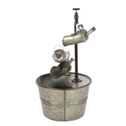 28" X 15" Farmhouse Metal Fountain Gray - Olivia & May -Garden Promotional Store GUEST df63be4b 83ac 4d6d a42c 1fd72d3c9d9b