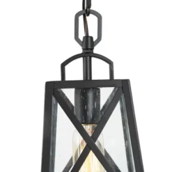 11" Metal/Seeded Glass Square Outdoor Pendant Light Black - LNC -Garden Promotional Store GUEST df67613c 3c06 4d54 8803 7f1304ea00d5