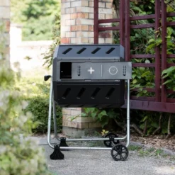 FCMP Outdoor IM4000-WK 37 Gallon Plastic Dual Chamber Tumbling Composter Outdoor Elevated Rotating Garden Compost Bin With Wheels, Black/Black 11 FCMP Outdoor IM4000-WK 37 Gallon Plastic Dual Chamber Tumbling Composter Outdoor Elevated Rotating Garden Compost Bin With Wheels, Black/Black -Garden Promotional Store GUEST df9d2c1b 0502 44c8 b471 37bb7cb0d20c