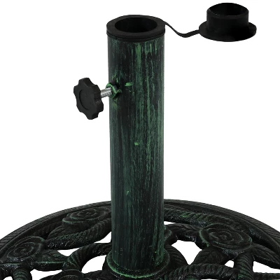 Sunnydaze Decor Sunnydaze Outdoor Heavy-Duty Cast Iron Decorative Rose Blossom Design Patio Yard Round Umbrella Base Stand - 16" 4 Sunnydaze Decor Sunnydaze Outdoor Heavy-Duty Cast Iron Decorative Rose Blossom Design Patio Yard Round Umbrella Base Stand - 16" - Image 2