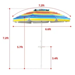 7.2' X 7.2' Portable Sunshade Beach Umbrella With Sand Anchor And Carry Bag - Wellfor -Garden Promotional Store GUEST e1ee8449 9009 403e a560 776e8d18c226
