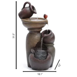 LuxenHome Rustic Brown Resin Pitcher And Urns Birdbath Bowl Outdoor Fountain -Garden Promotional Store GUEST e2597b7c 7d66 4005 a2c7 024c16ec1cee
