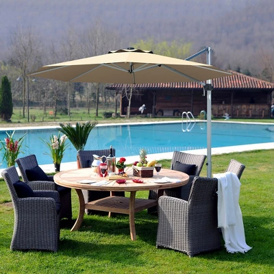 Costway 11' Patio Cantilever Offset Umbrella 360Degree Rotation Outdoor Tilt W/Base 10 Costway 11' Patio Cantilever Offset Umbrella 360Degree Rotation Outdoor Tilt W/Base - Image 8