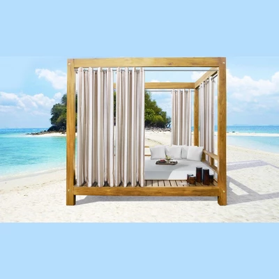 Commonwealth Seascapes Stripes Light Filtering Satiny Look Provide Privacy Grommet Outdoor Panel Pair Linen 6 Commonwealth Seascapes Stripes Light Filtering Satiny Look Provide Privacy Grommet Outdoor Panel Pair Linen - Image 4