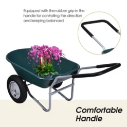 Costway 2 Tire Wheelbarrow Cart Heavy-duty Dolly Utility Cart Green -Garden Promotional Store GUEST e549bd36 0d10 4dde 9fe2 d980c4288139